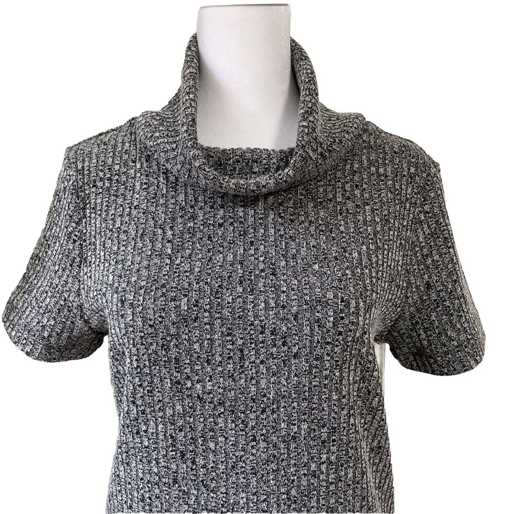 Lark and Ro Sweater Dress Knit Ribbed Short Sleeve Cowl Neck Large New w/o Tag - Picture 2 of 8